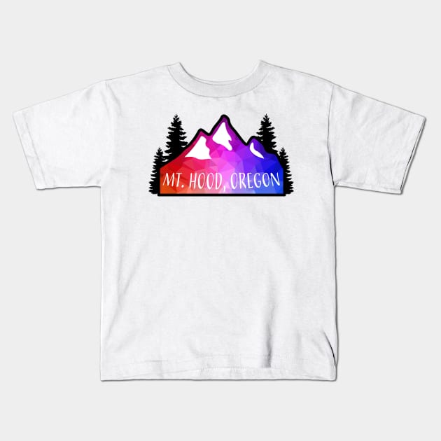 Geometric Colorful Mountain Mount Hood, Oregon Kids T-Shirt by KlehmInTime